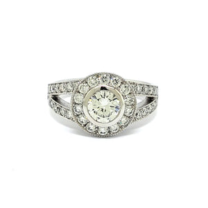 14K W/G Halo with Split Shank Diamond Engagement Ring