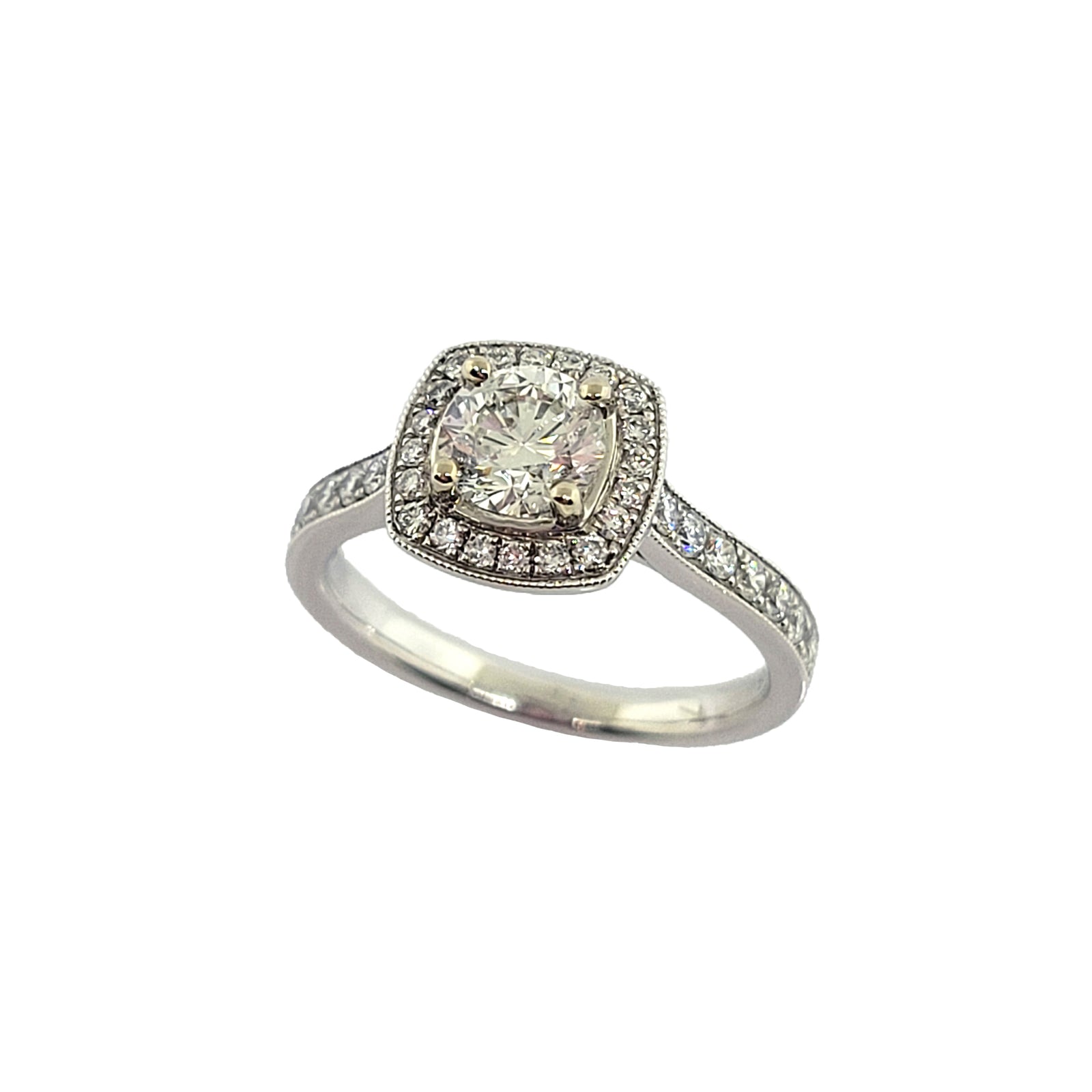 14K W/G Halo with Accented Shank Engagement Ring