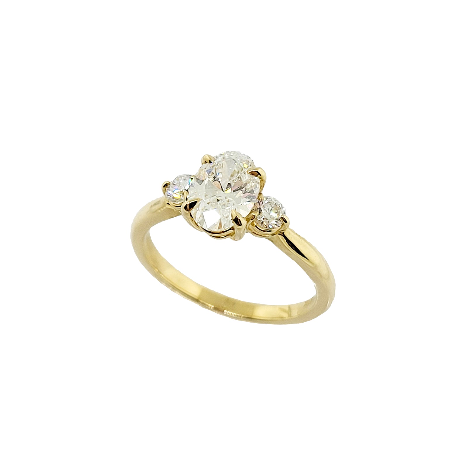 14K Y/G Lab Grown Three Stone Diamond Engagement Ring