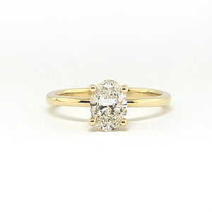 14K Y/G Lab Grown Diamond Solitaire Ring with Decorative Basket