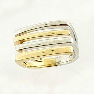 14K Yellow and White Gold Fashion Style Wide Band Ring