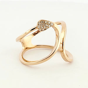 14K R/G Swirl Designed Fashion Ring with Diamond Accent