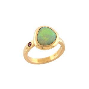 14K R/G Hand Made Australian Free Form Opal and Pink Sapphire Ring