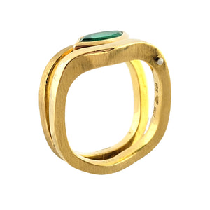 18K Y/G and Platinum Emerald Architecture Style Ring
