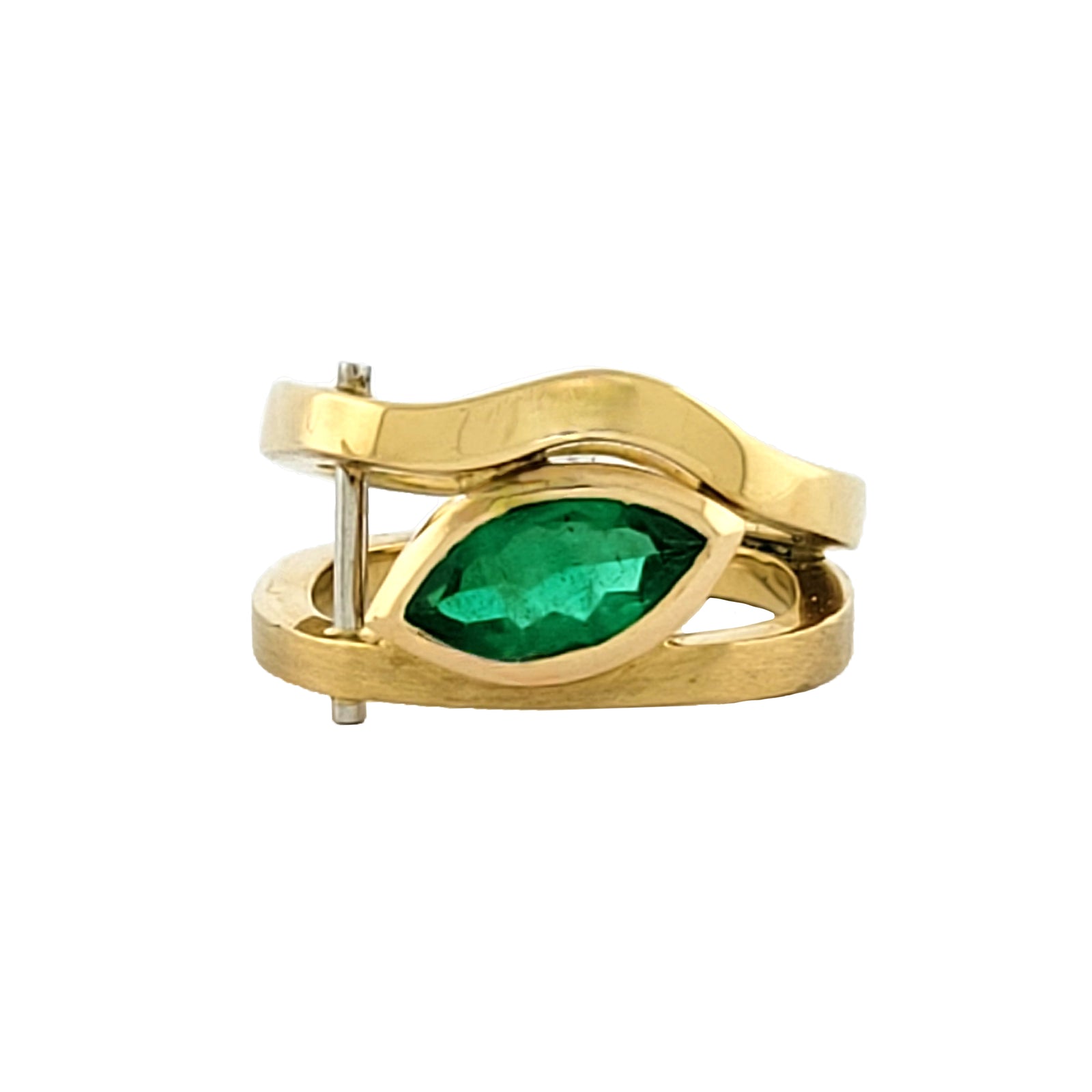 18K Y/G and Platinum Emerald Architecture Style Ring