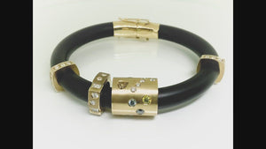 14K Y/G Diamond Beaded Kauchuk Rubber Bracelet
