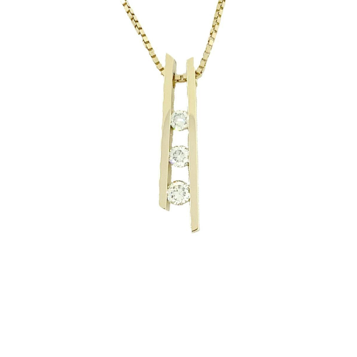 18K Yellow Gold Diamond Asymmetrical Bar Pendant