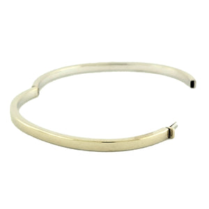 14K W/G Bangle Bracelet with a Box Clasp Opening 4mm Wide