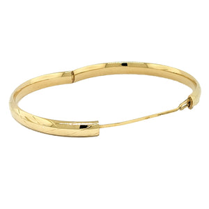 14K Y/G Engraved Bangle with an Expansion Opening 6.3mm Wide