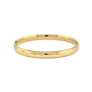 14K Y/G Engraved Bangle with an Expansion Opening 6.3mm Wide