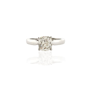 14K White Gold Old Mine Cut Diamond Engagement Ring