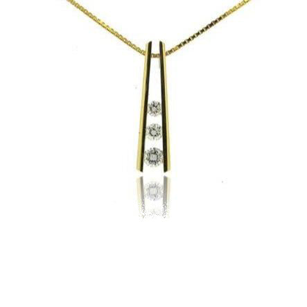 14K Yellow Gold Classic Bar Style Diamond Pendant