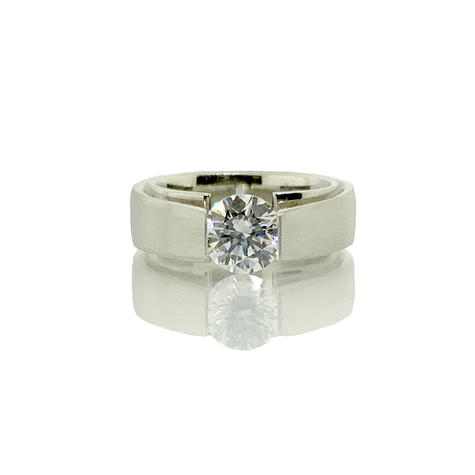 Hand Made Double Sleeve Platinum Diamond Tension Ring