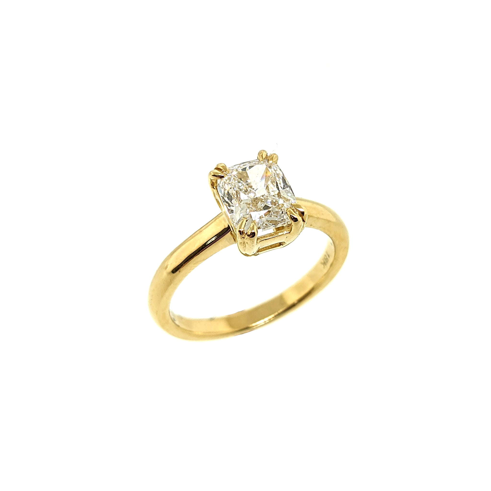 18K Y/G Rectangular Cushion Cut Diamond Engagement Ring