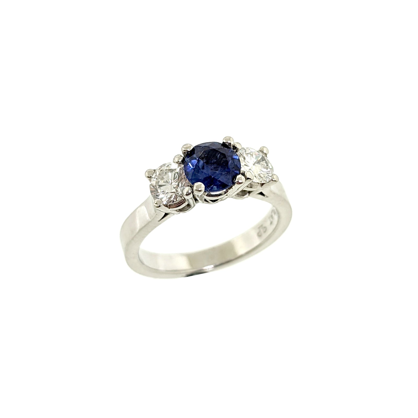 Platinum Sapphire and Diamond Trinity Style Cathedral Set Ring