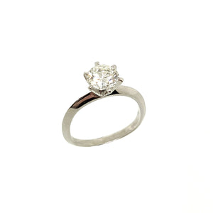 Platinum Tiffany Style 6 Prong Engagement Ring With Knife Edge Shank