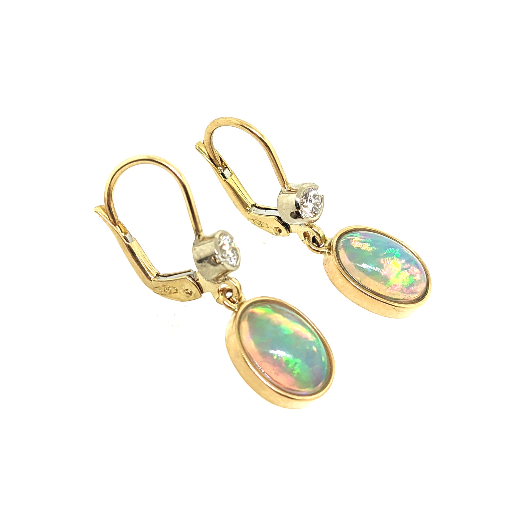 Ethiopian Opal  Diamond Earrings  Cape Cod Jewelers