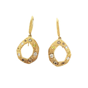 14K Yellow Gold 'Etruscan' Style Cut-Out Diamond Earrings