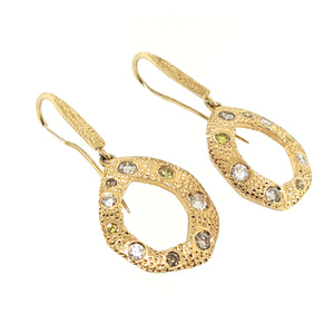 14K Yellow Gold 'Etruscan' Style Cut-Out Diamond Earrings