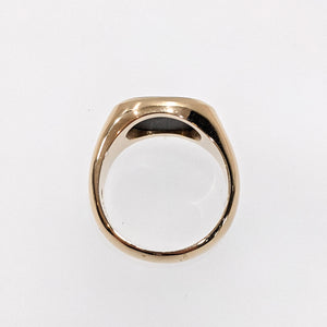 14K Yellow Gold Bloodstone Men's Signet Style Ring