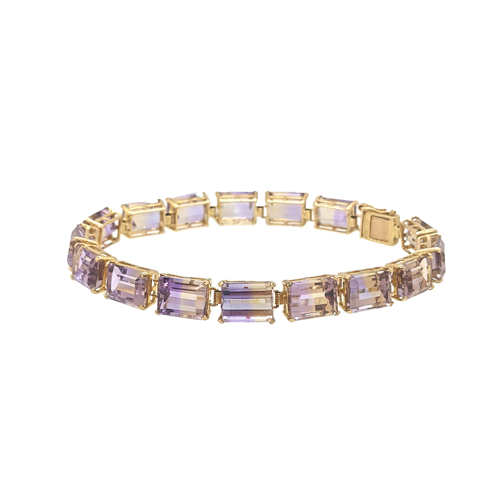 14K Yellow Gold Ametrine Tennis Bracelet With Box Clasp