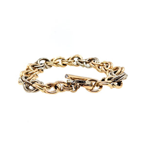 14K White & Yellow Gold Multi Link Toggle Bracelet