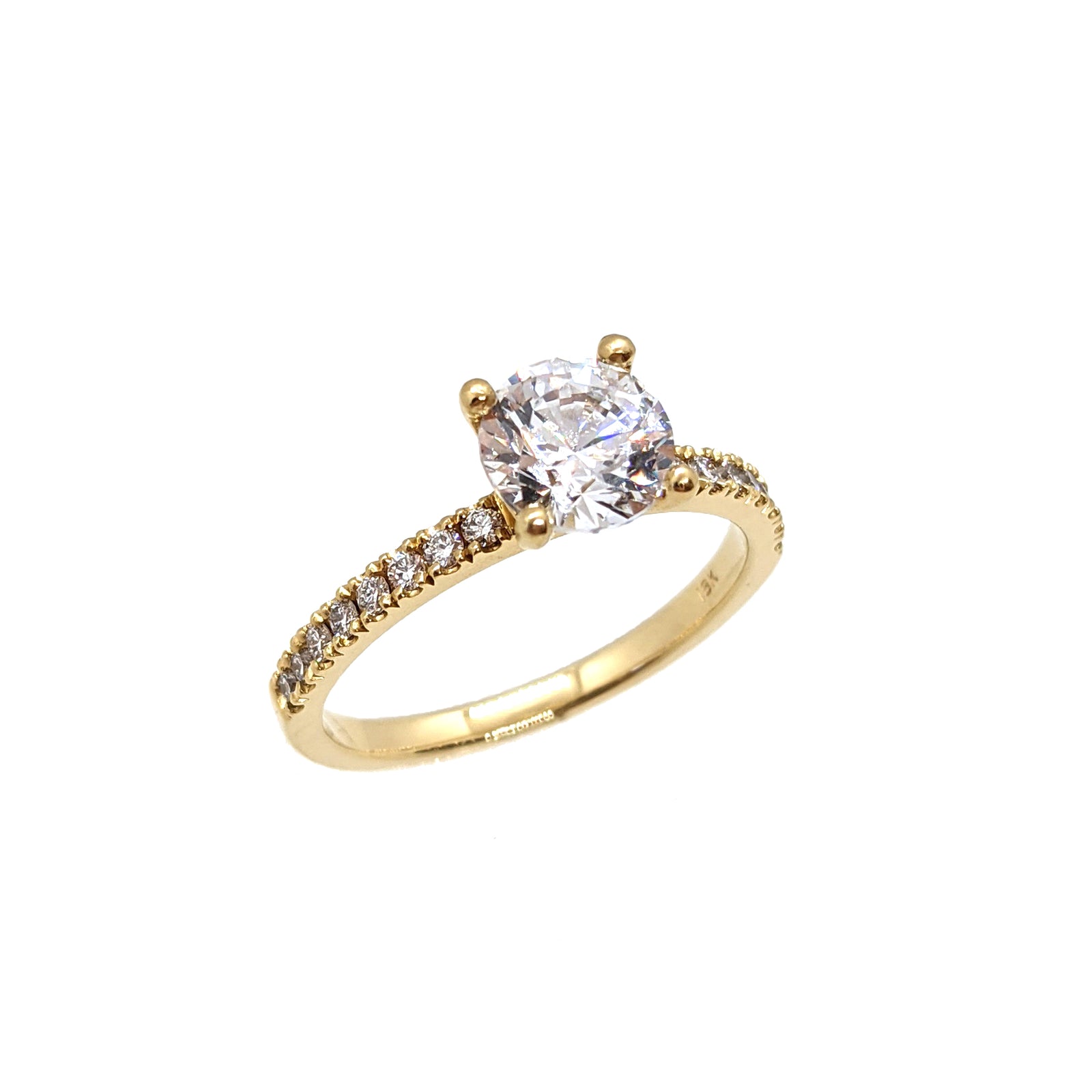 18K Yellow Gold Diamond Accented Semi Mount Ring