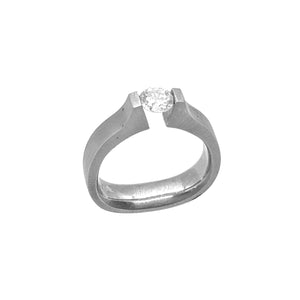 18K White Gold Modern Tension Set Diamond Engagement Ring