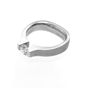 18K White Gold Modern Tension Set Diamond Engagement Ring