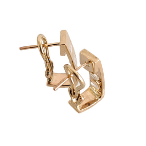 14K Yellow Gold Gypsy Set Baguette Cut Diamond Earrings