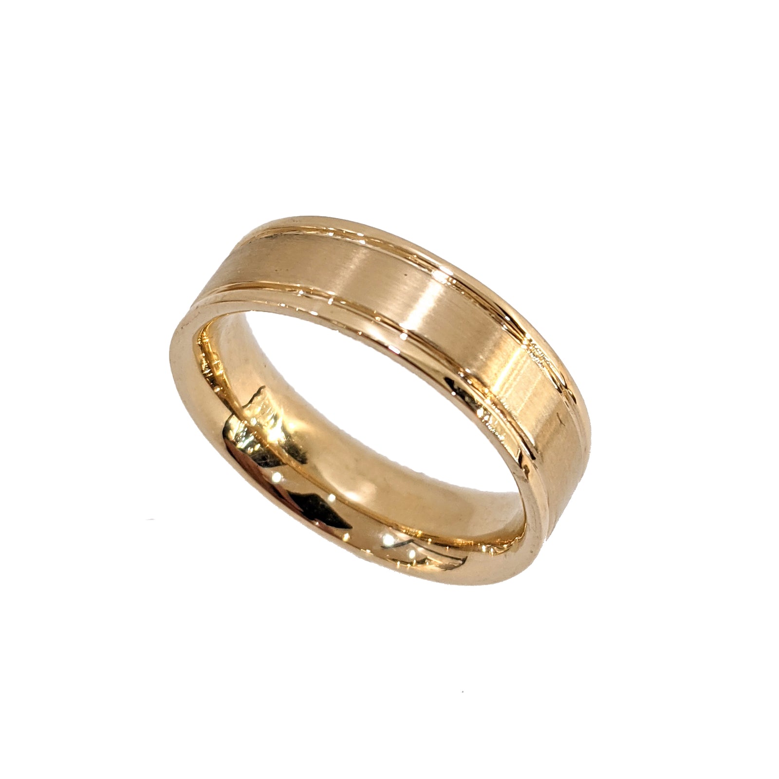 10K Y/G Brushed and Polished Finish Wedding Band