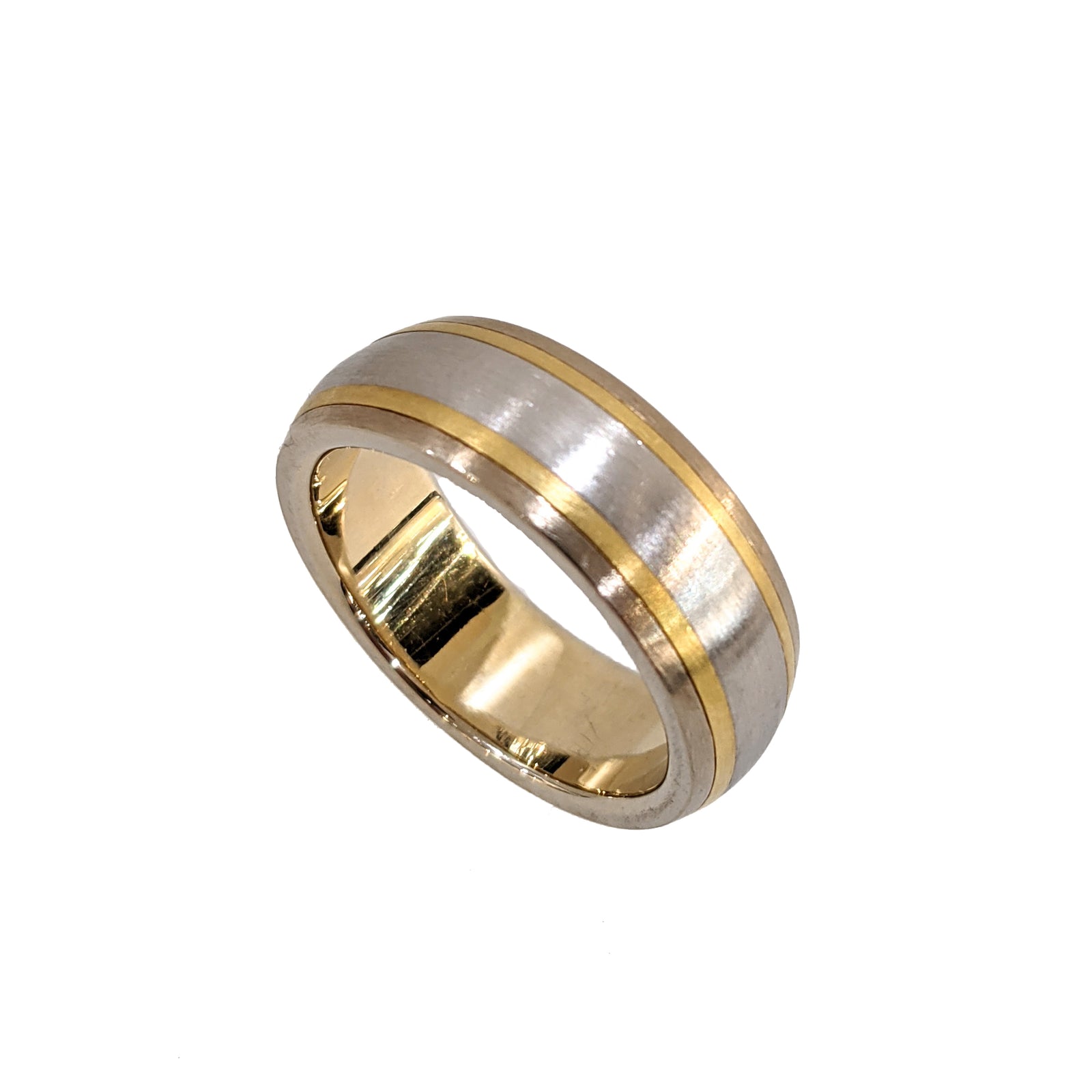 Platinum and 18K Yellow Gold Domed Wedding Band