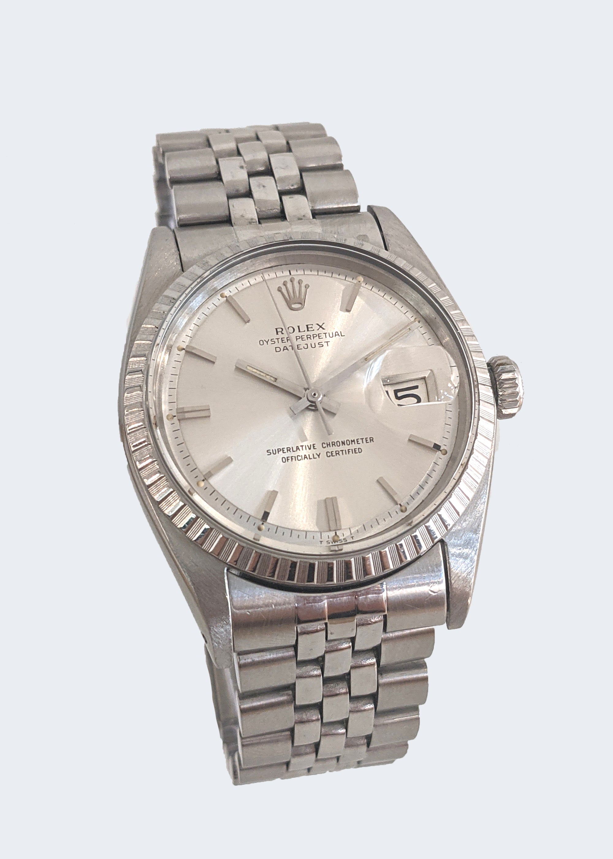 S/S Rolex Datejust Stainless Steel Reference 1603 with Coin Edge Bezel