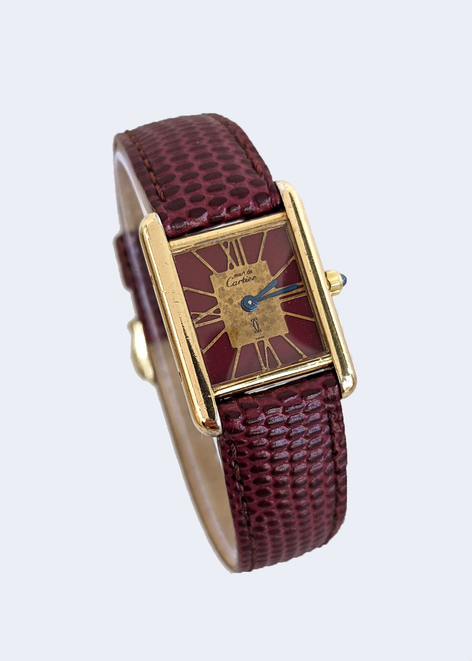 Cartier Tank Paris Vermeil Circa 1980's with Red Dial