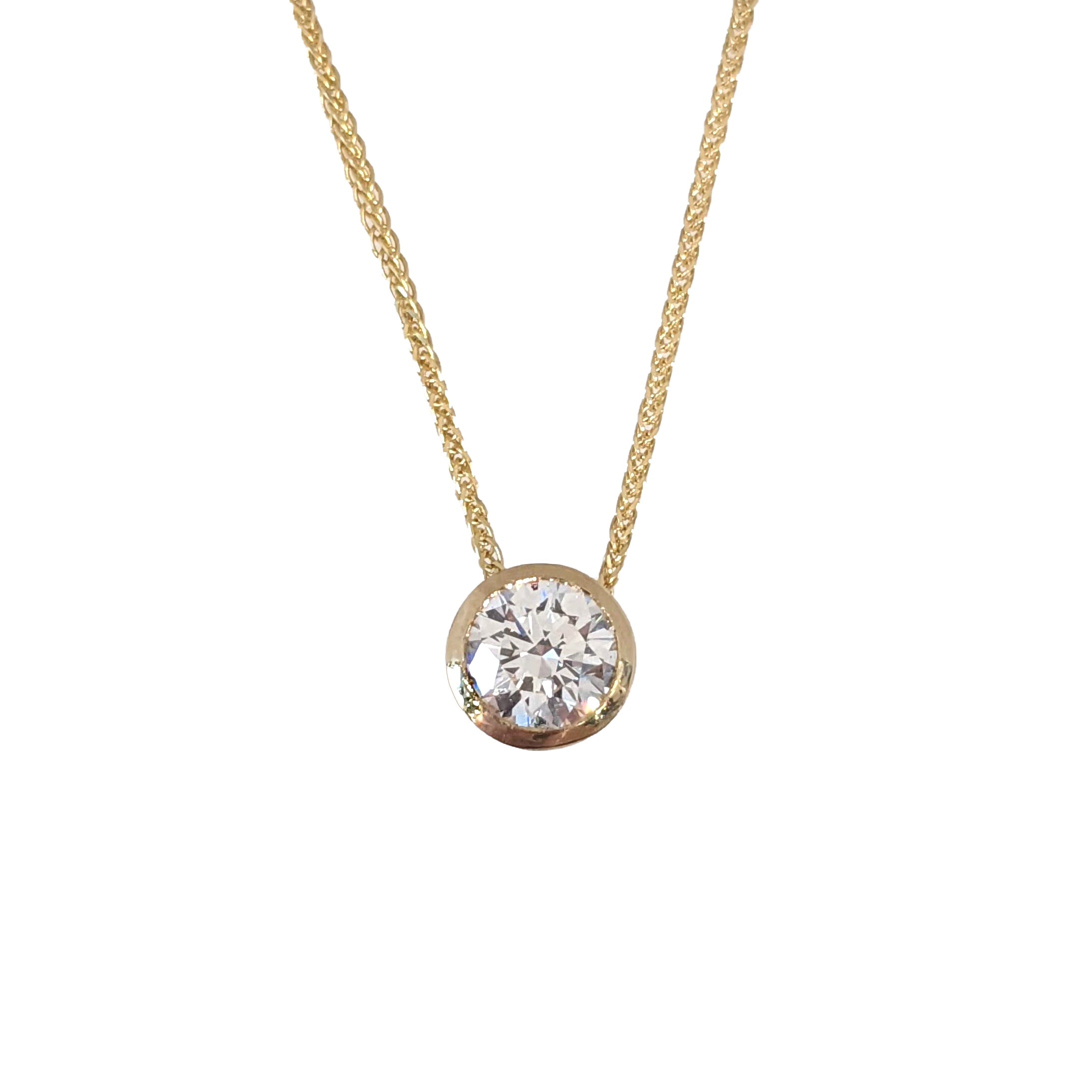 Half carat bezel on sale set diamond necklace