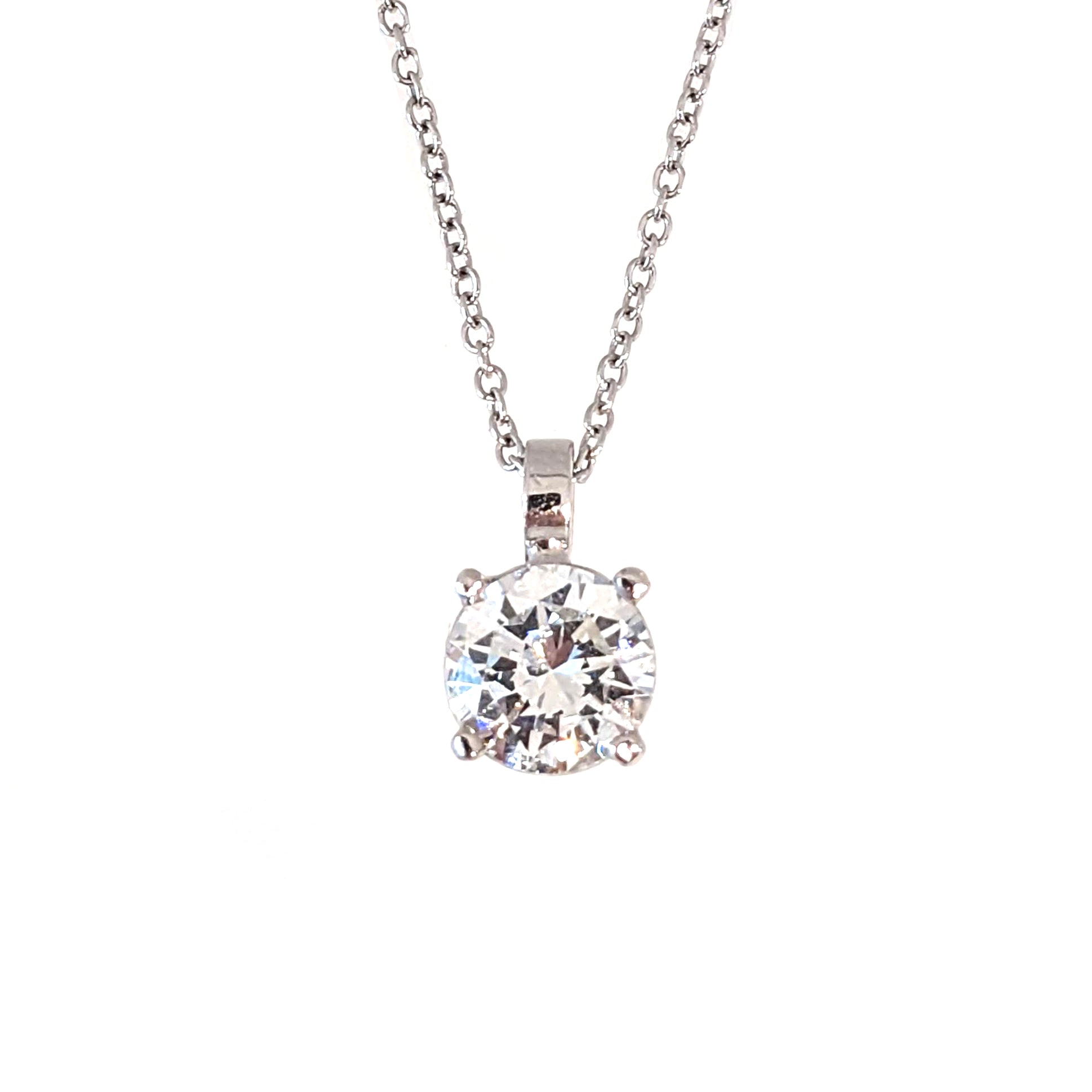 Illusion Solitaire Diamond Necklace in 14K Gold White Gold