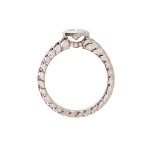 14K White Gold Bezel Set Diamond Ring with Rope Style Band