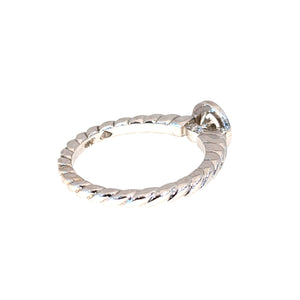 14K White Gold Bezel Set Diamond Ring with Rope Style Band