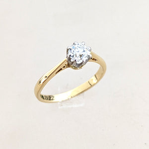 18K & Platinum Old Mine Cut Diamond Engagement Ring Circa 1922