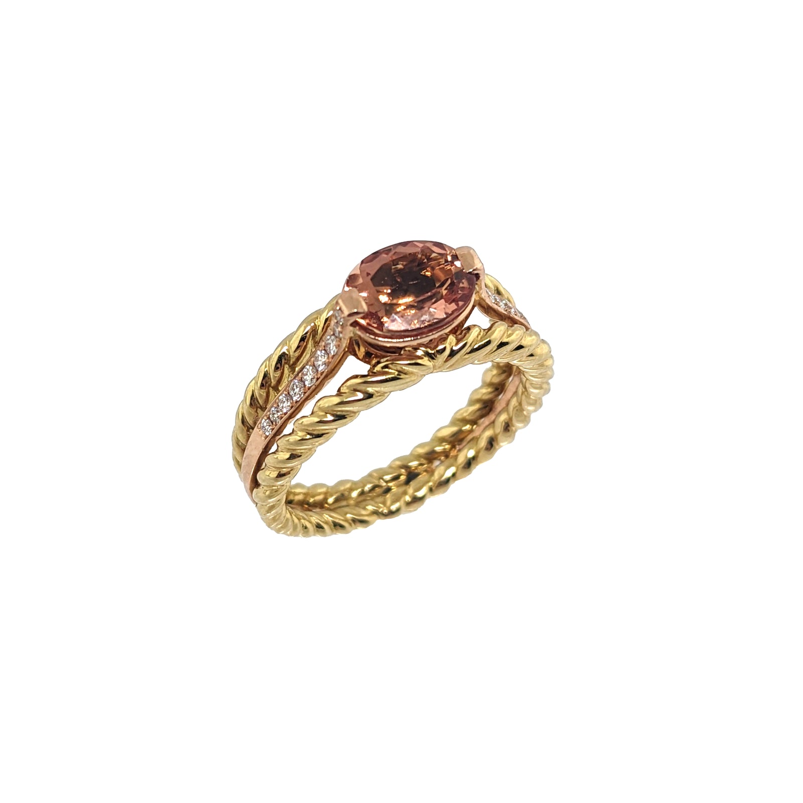 18K Yellow & Rose Gold Imperial Topaz and Diamond Ring