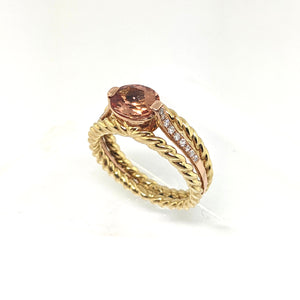 18K Yellow & Rose Gold Imperial Topaz and Diamond Ring