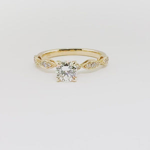 14K Y/G Diamond Ring with Marquise Shape Accented Shank