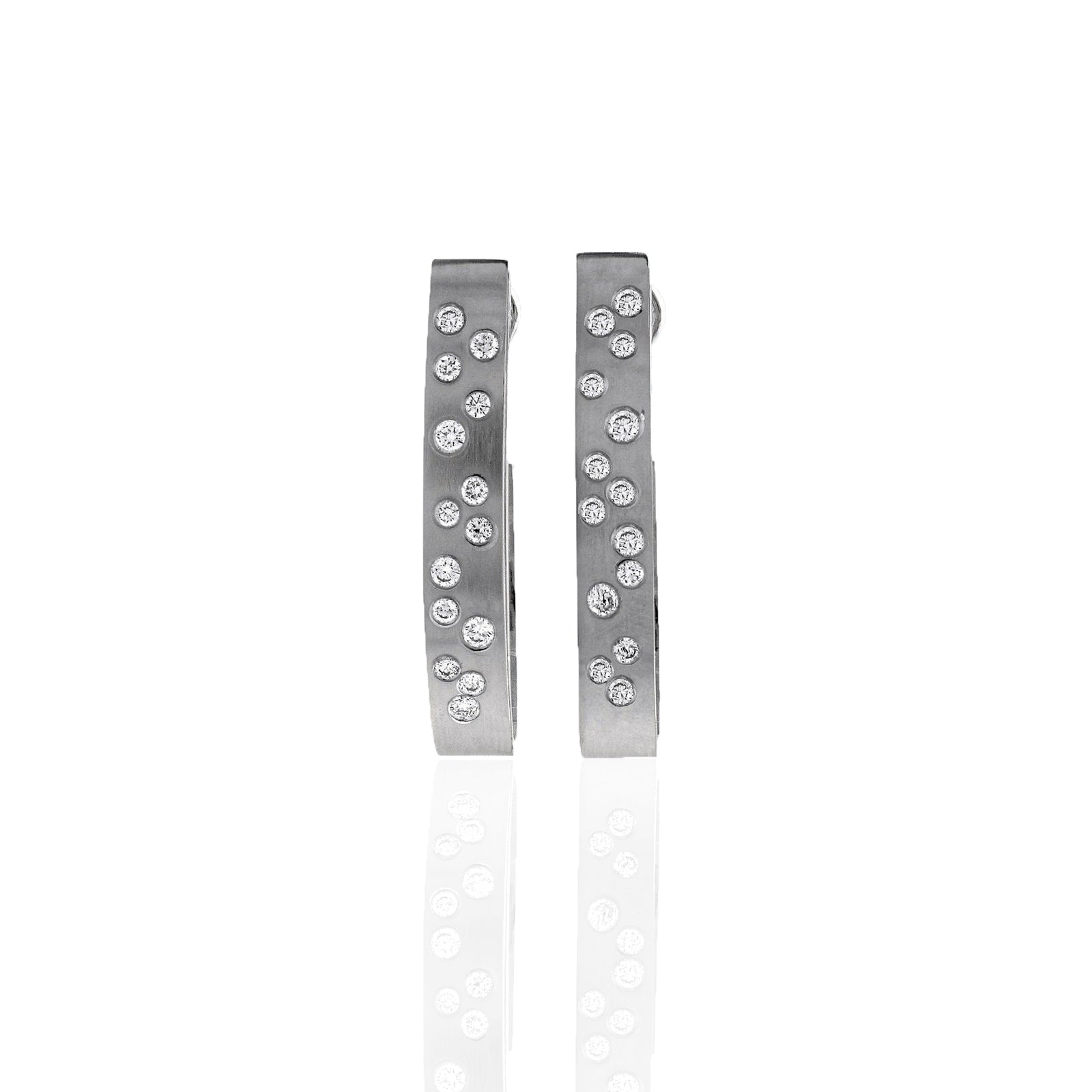 14K White Gold Contemporary Style Diamond Earrings