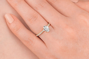 14K Y/G Oval Cut Lab Grown Diamond Hand Made Ring