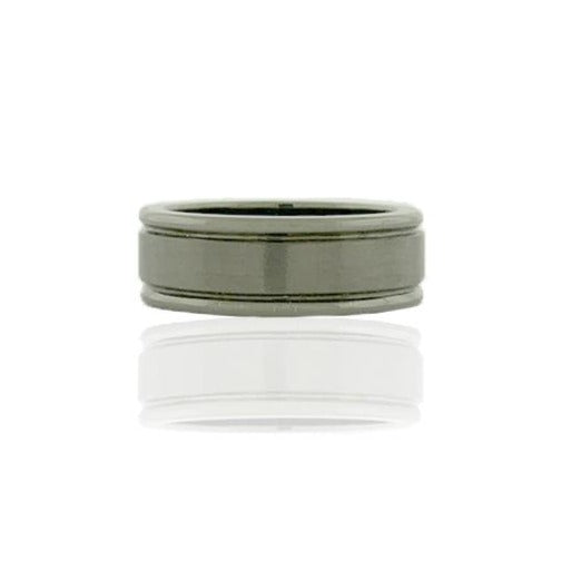 14K White Gold Black Rhodium Men’s Wedding Band