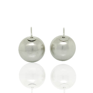 14K W/G Hand Made Globe Style Earrings With A Brushed Finish