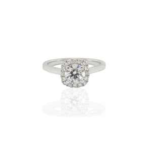 14K W/G Halo Style Hand Made Diamond Ring