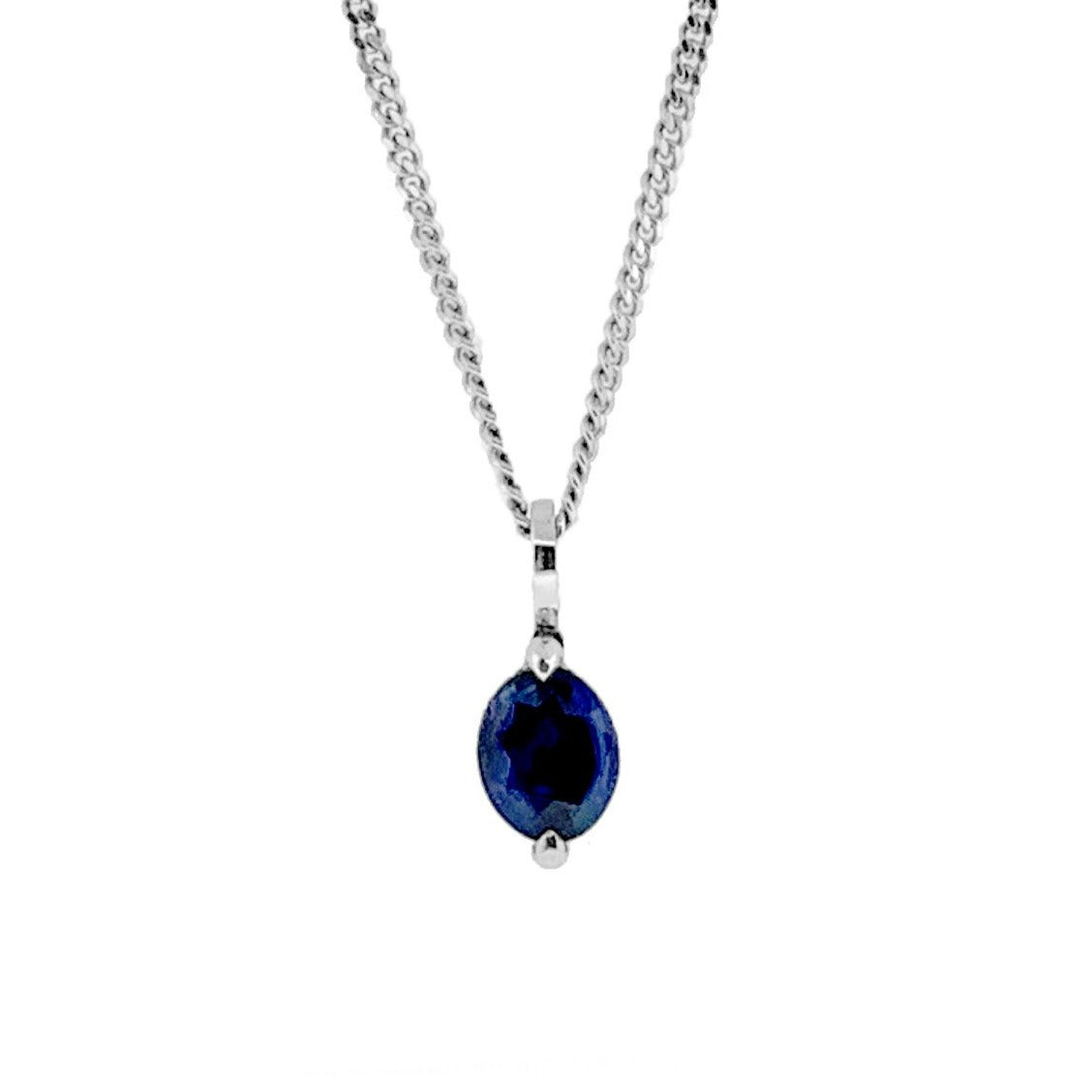 14K W/G Reversible Engravable Blue Sapphire and Diamond Pendant