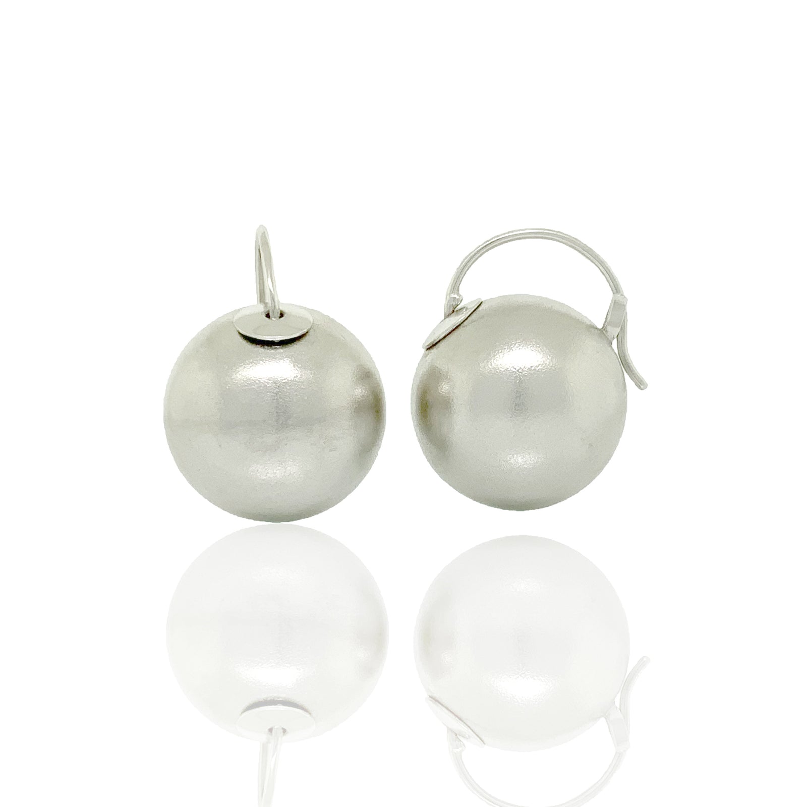 14K W/G Hand Made Globe Style Earrings With A Brushed Finish