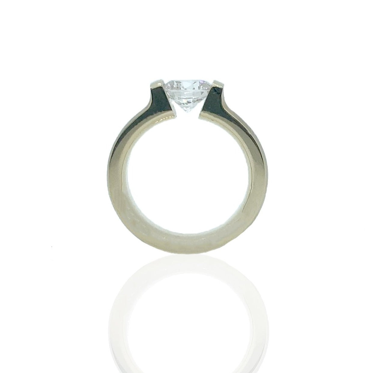 14K Y/G Hand Made Solitaire Diamond Tension Ring - Francis Jewellers